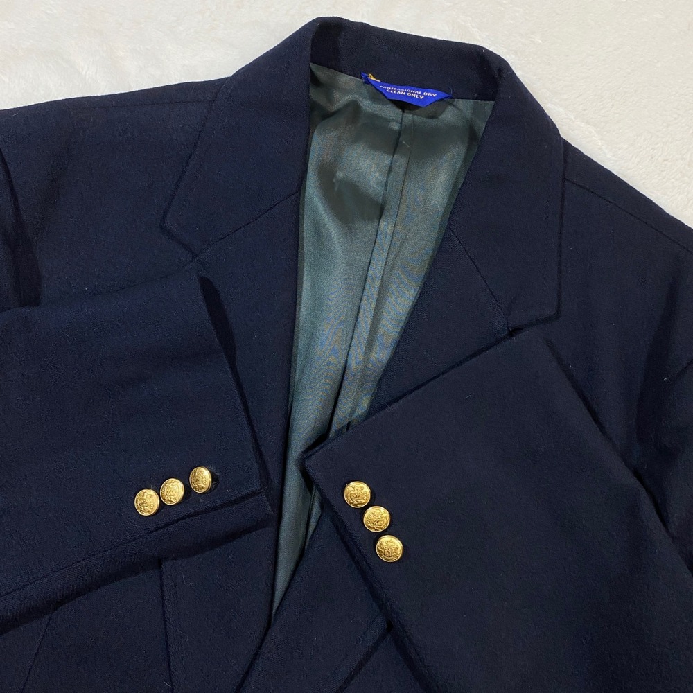 Vintage Pendleton Wool Blazer Mens 44 Long Navy Blue Gold Button Sport Coat